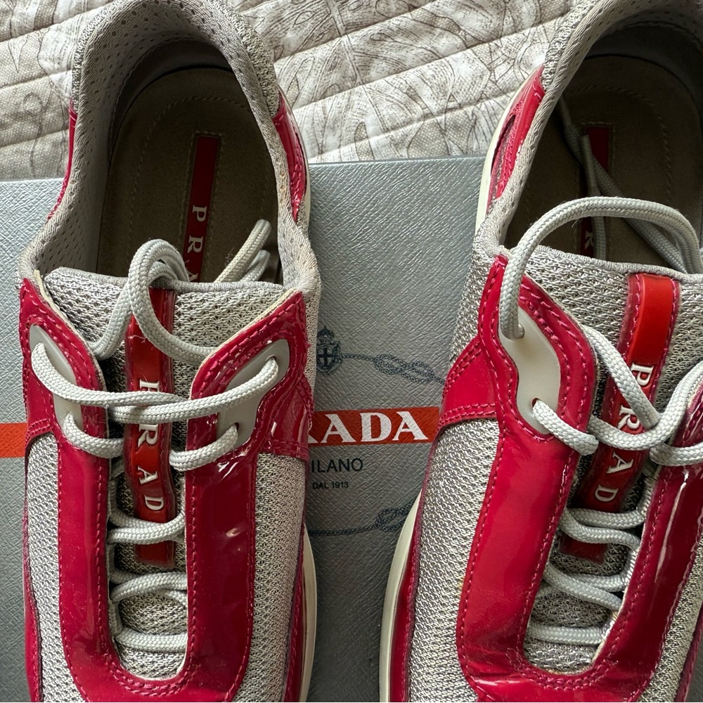 Prada Red/pink and Gray Sneakers - Picture 3 of 7